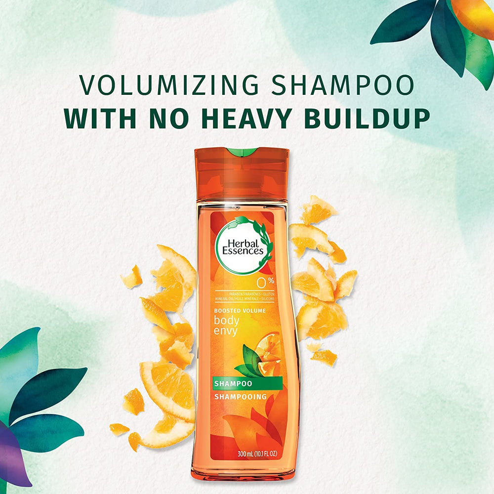Herbal Essences Body Envy 3 pack sits on bathroom shelf