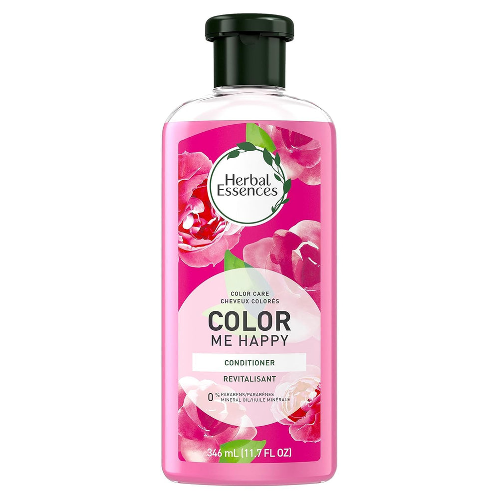 Herbal Essences Color Me Happy conditioner bottle emphasizes color care and lush fragrance