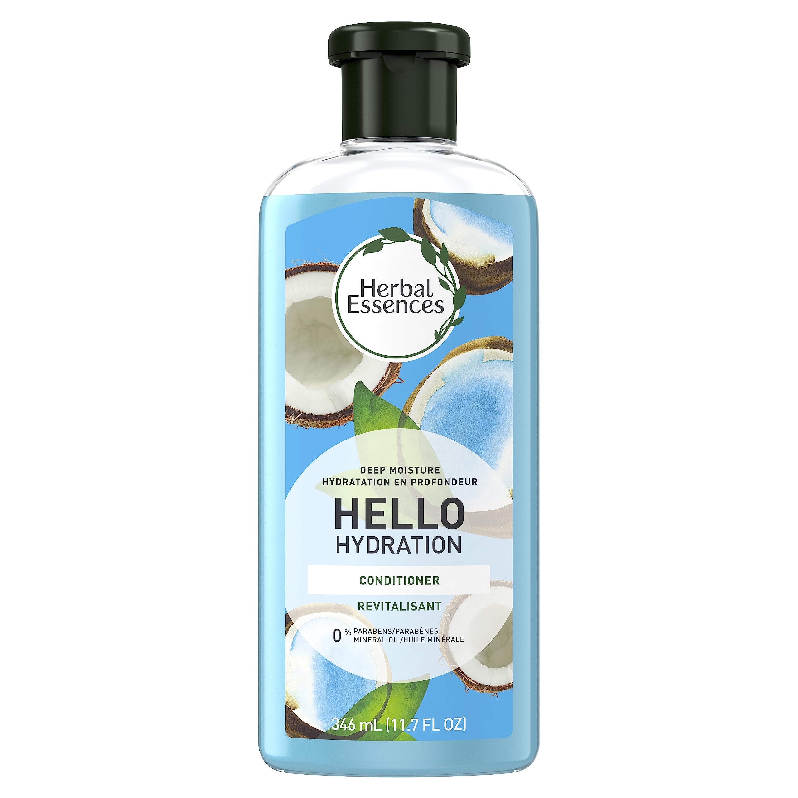 Herbal Essences Hello Hydration conditioner bottle front for hydrated, nourished hair.