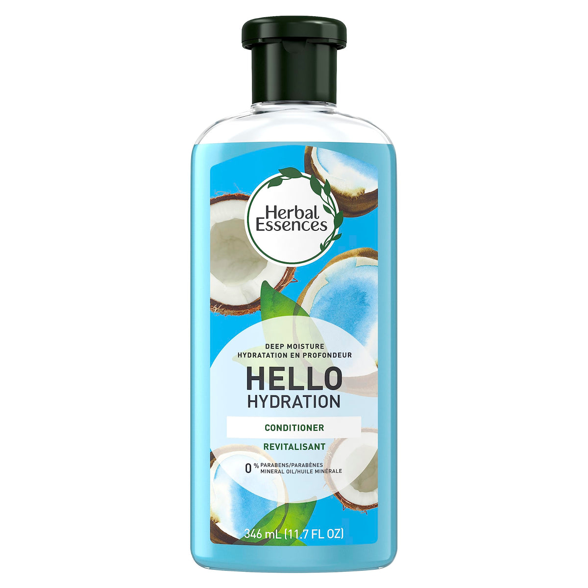 Herbal Essences Hello Hydration conditioner bottle front for hydrated, nourished hair.