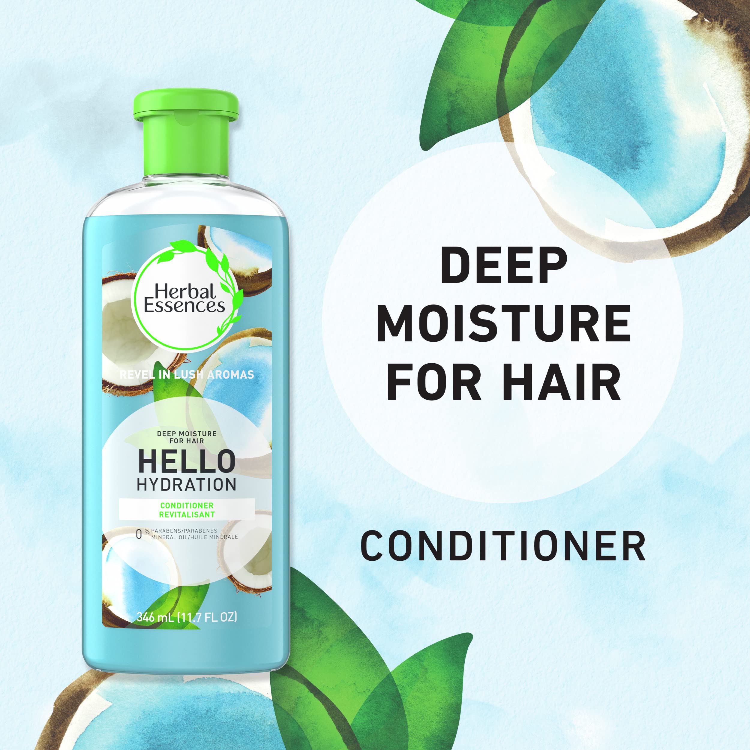 Herbal Essences Hello Hydration conditioner creamy texture close-up highlighting rich moisture.