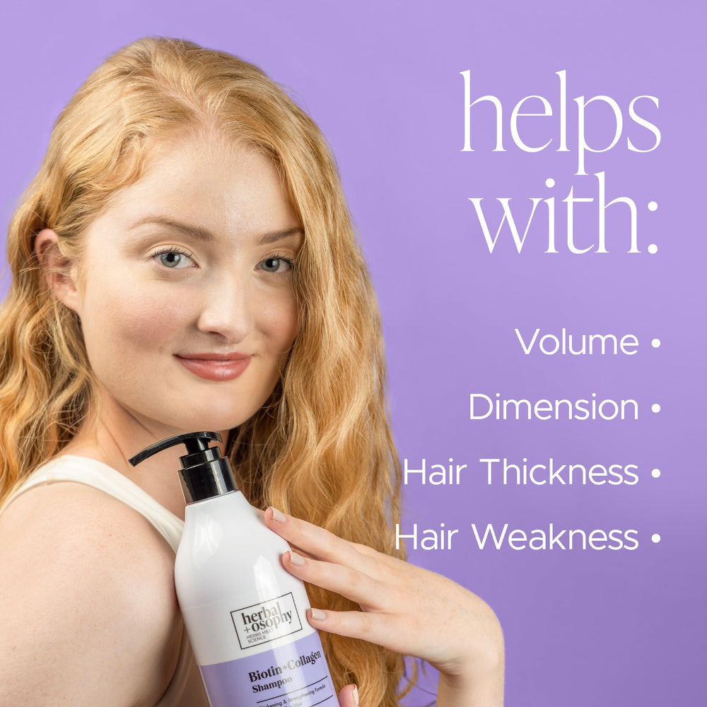 Herbalosophy pH-balanced shampoo bottle — supports healthy scalp environment.