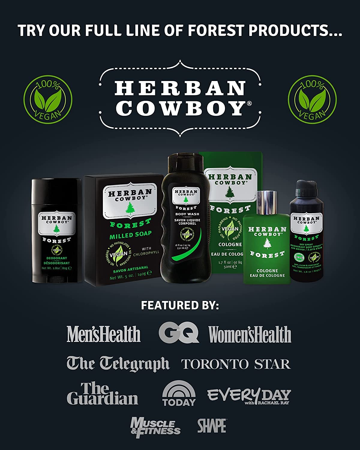 Herban Cowboy Forest Deodorant in gym bag ready for workouts.