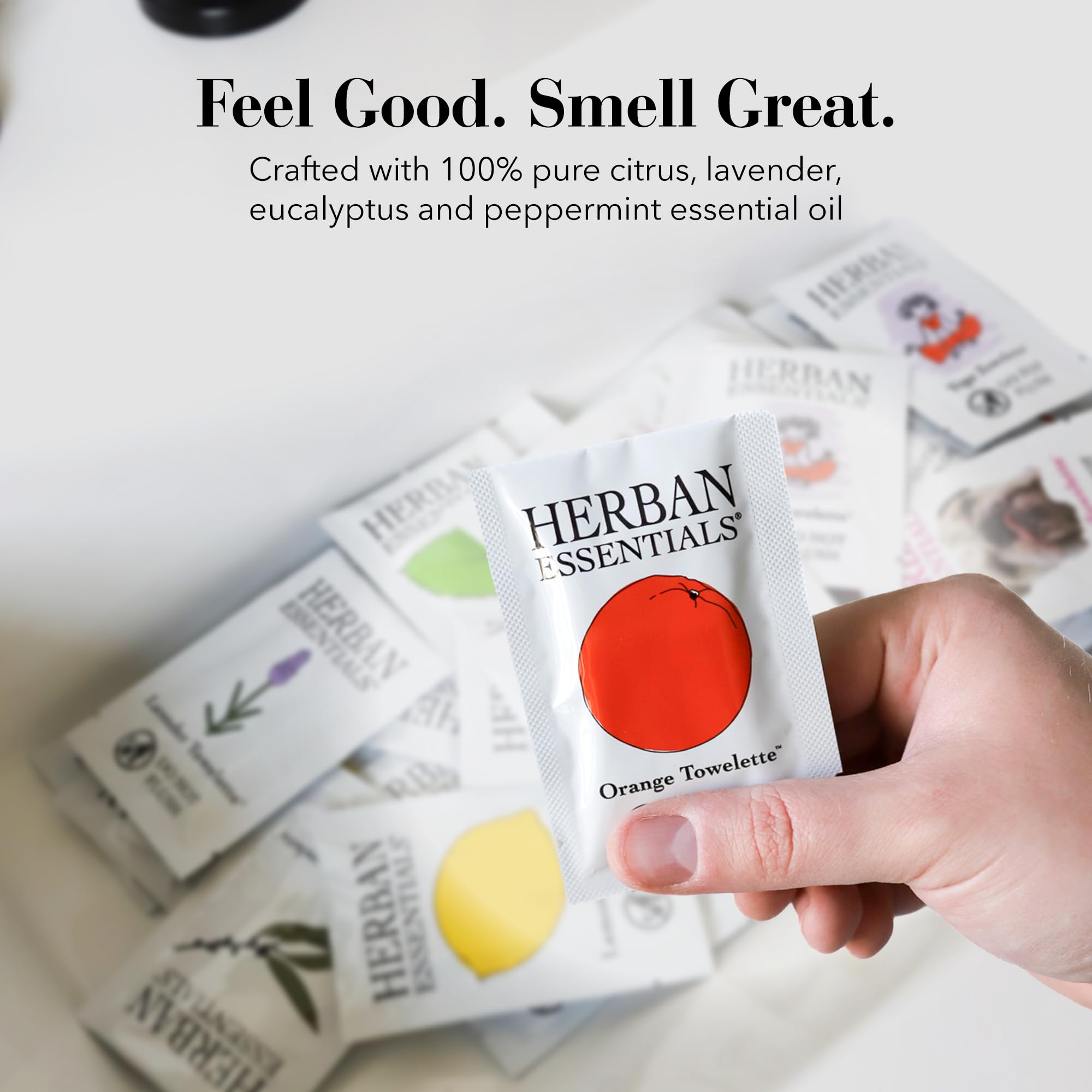 Herban Essentials cruelty-free US-made label indicating ethical, skin-friendly wipes