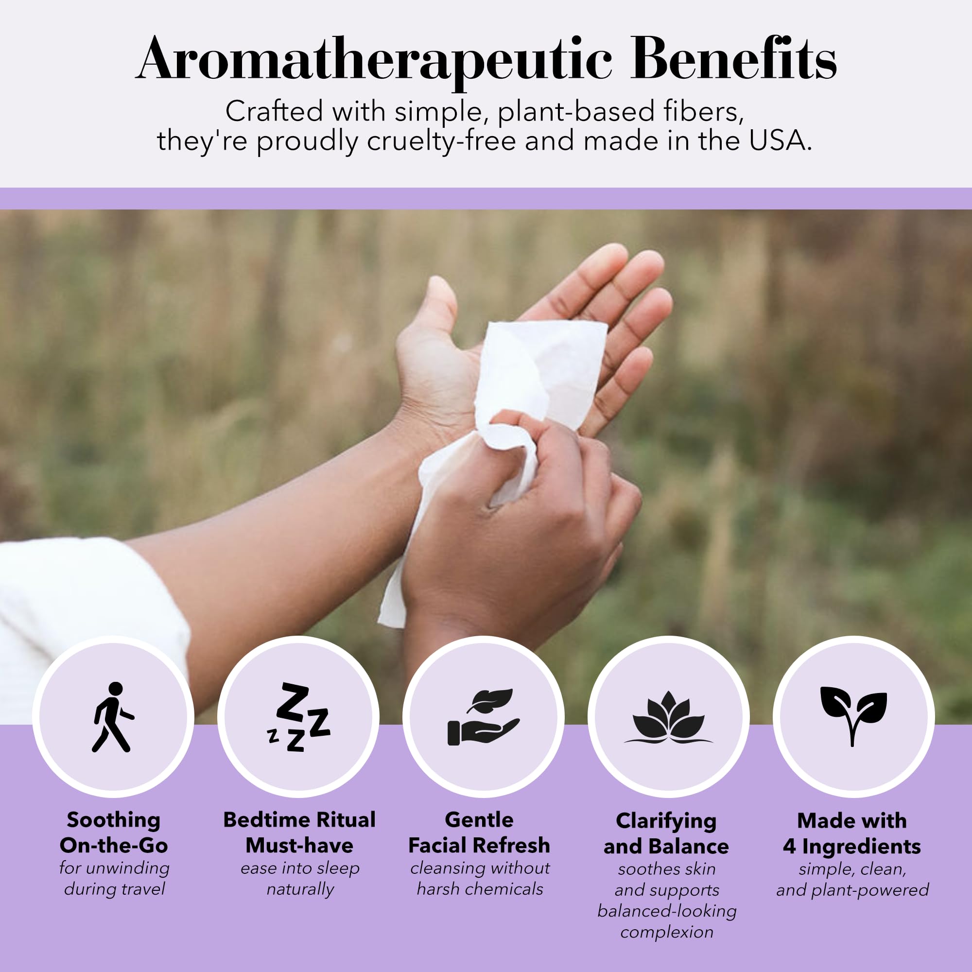 Herban Essentials lavender-wipes hands-use demonstrates quick clean without drying.