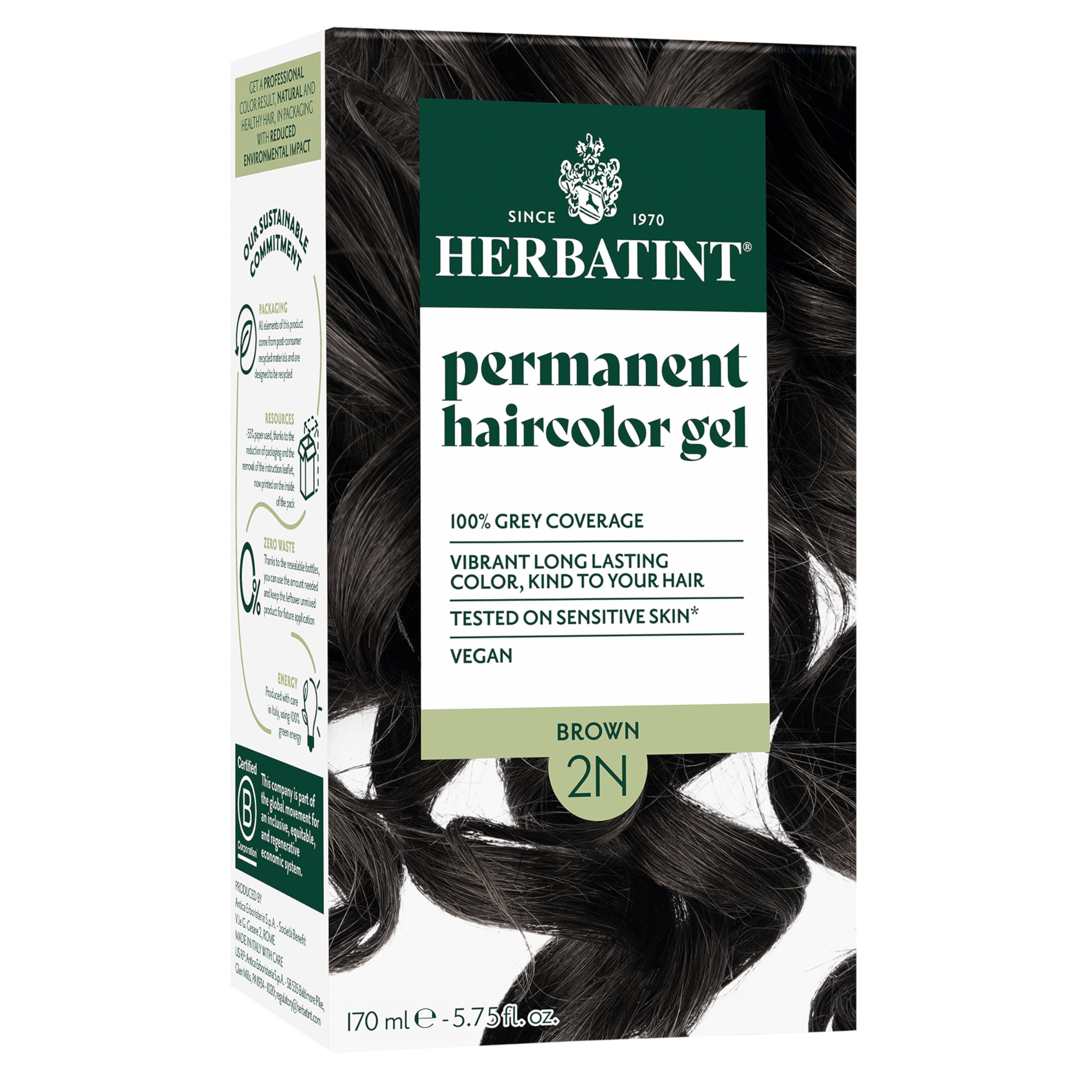 Herbatint 2N Brown bottle pour for easy at-home color mixing