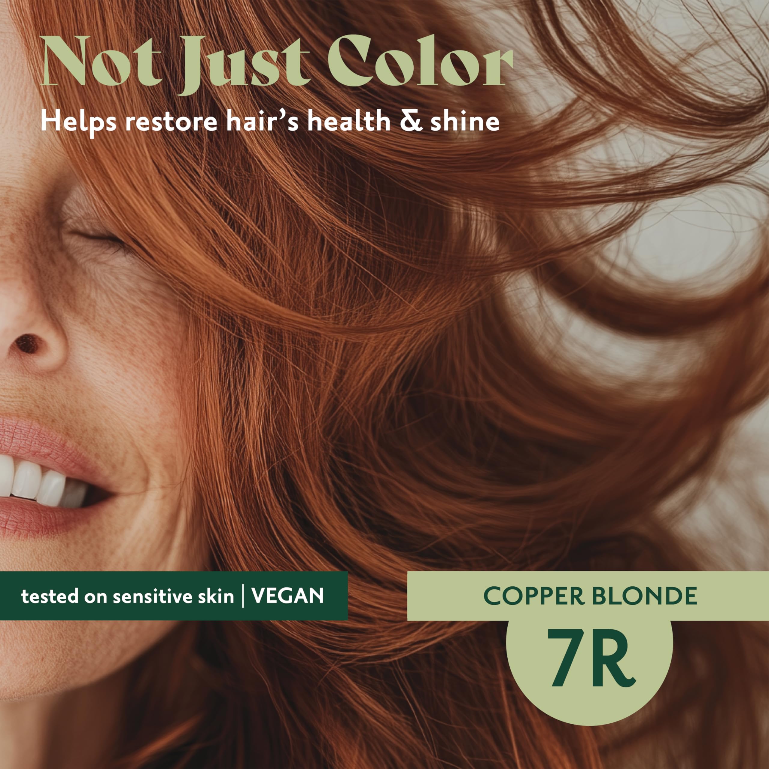 Herbatint 7R Copper Blonde final result, vibrant copper shade and healthy-looking hair