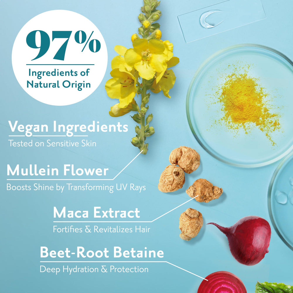 Herbatint Hydrate Shampoo mullein flower infusions boost natural shine.