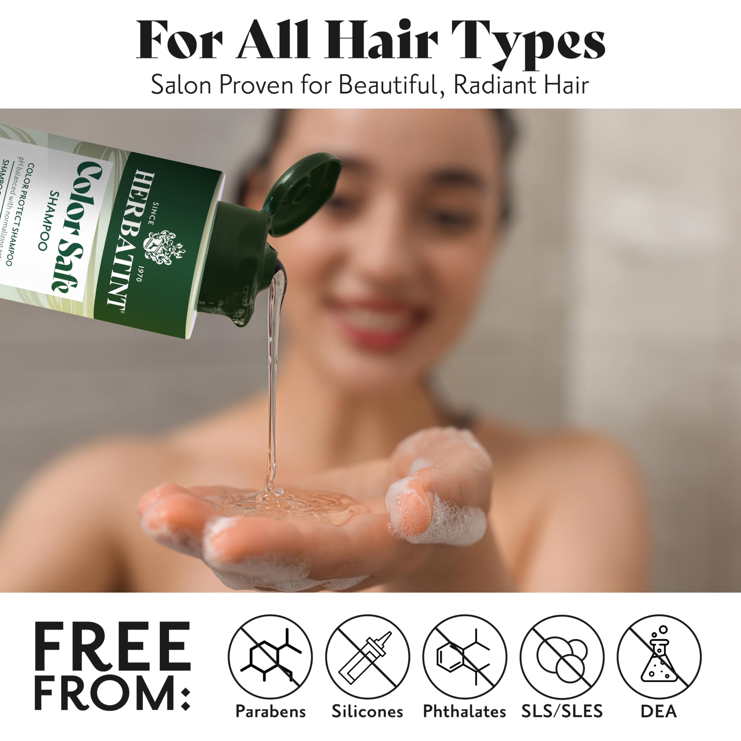 Herbatint packaging highlights natural ingredients and paraben-free formula.