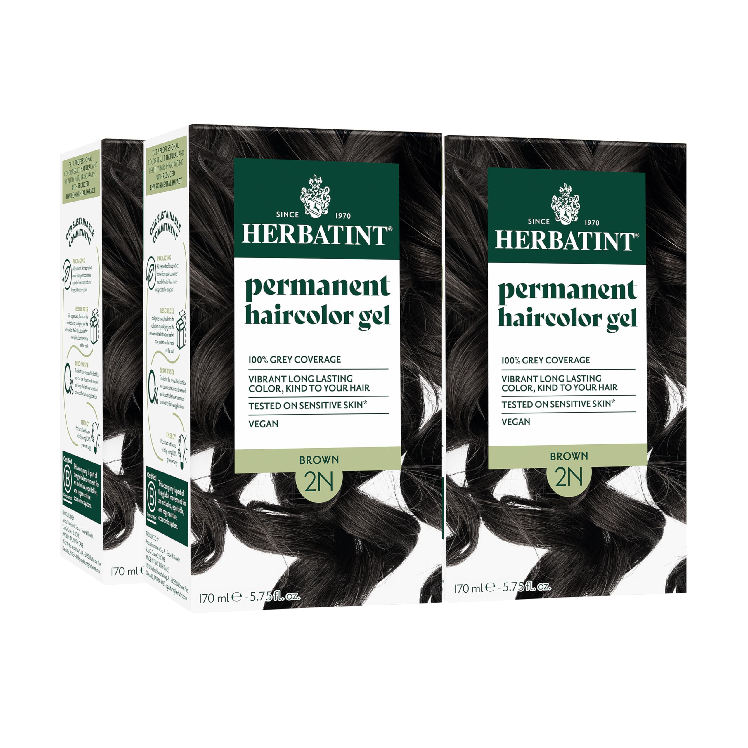 Herbatint 2N Brown packaging shows eco-friendly design for sustainable color routines.