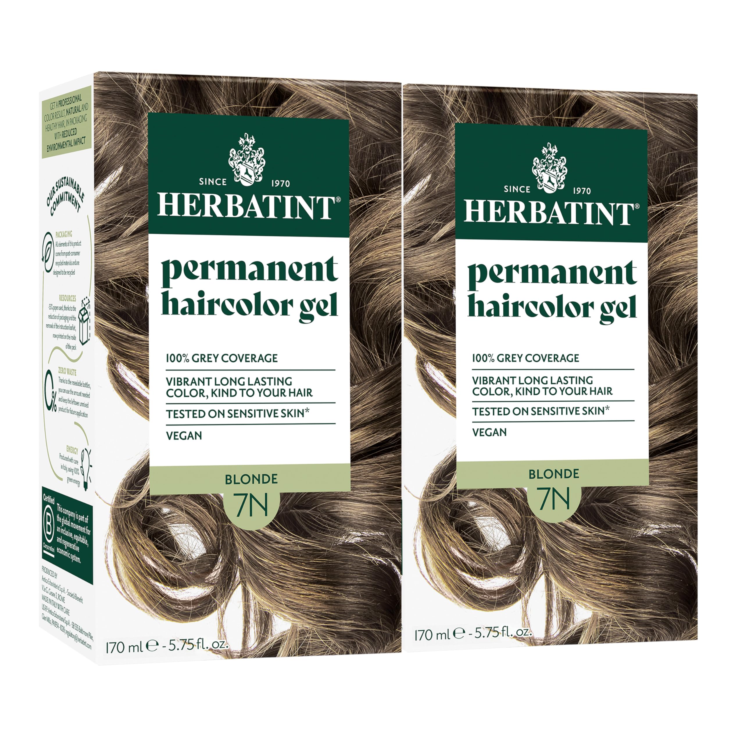 Herbatint permanent hair dye 7N blonde pack natural gray coverage for resistant hair