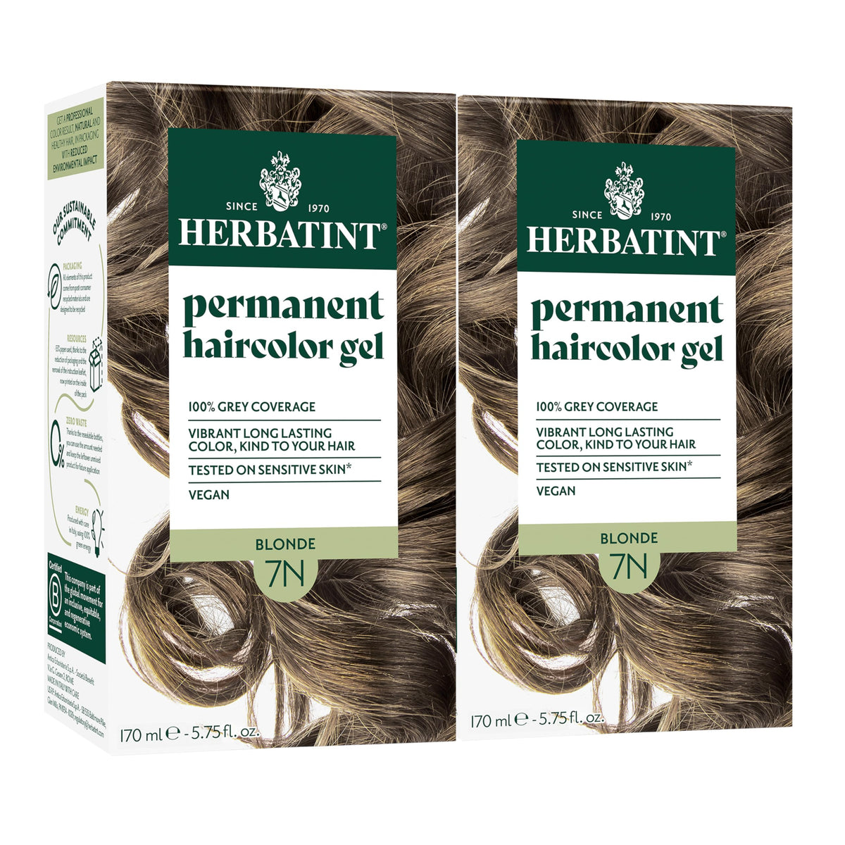 Herbatint permanent hair dye 7N blonde pack natural gray coverage for resistant hair