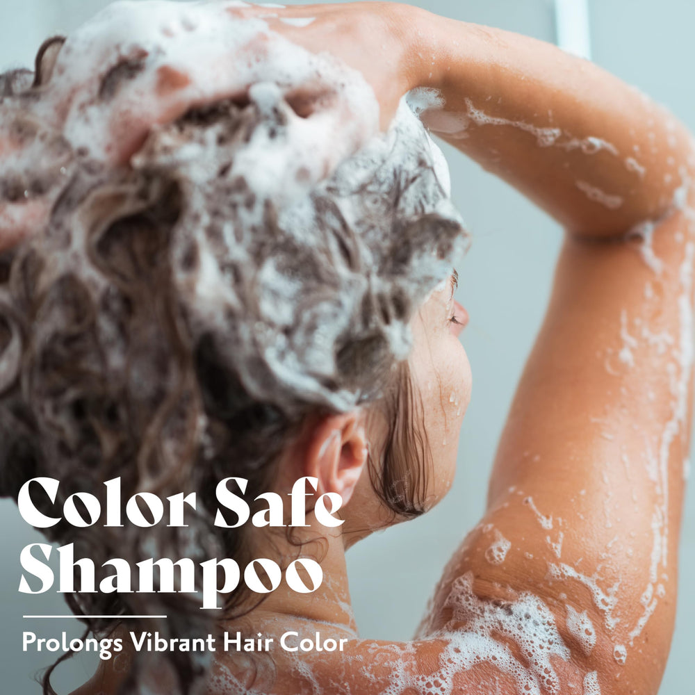 Herbatint shampoo lather on hair demonstrates refreshing cleanse without color stripping.