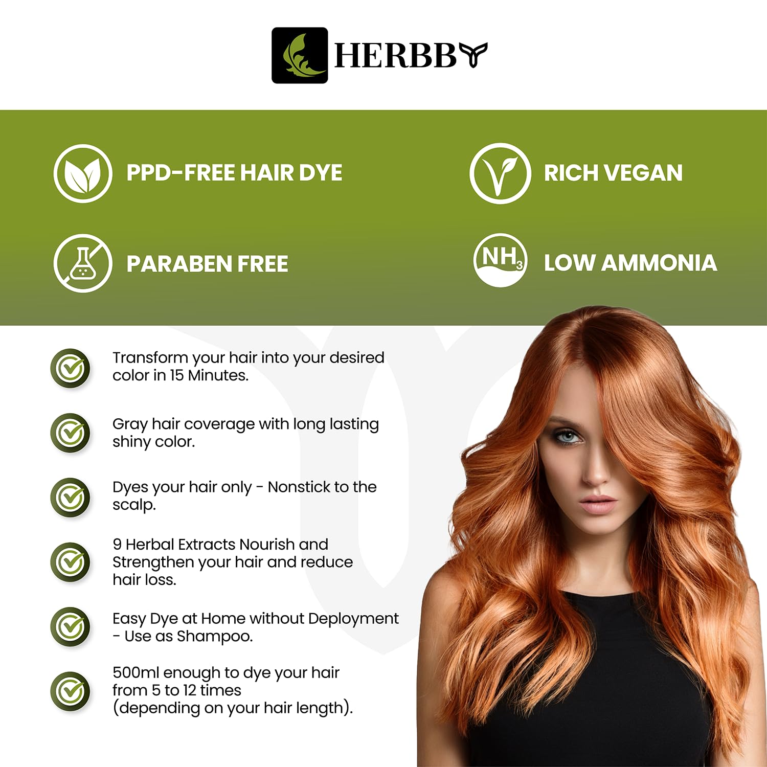 HERBBY packaging box with 500 ml bottle for premium color care