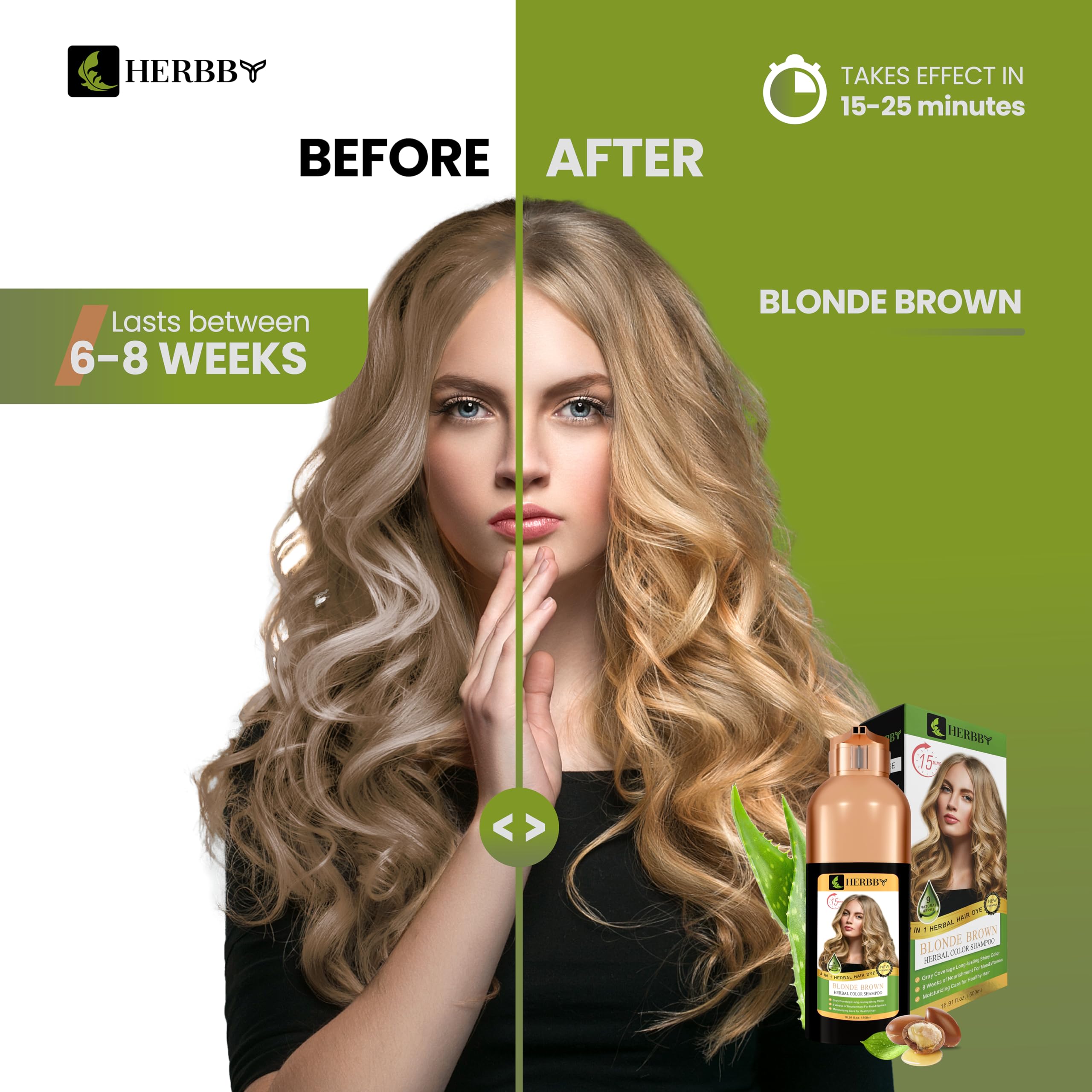 HERBBY color transformation on roots showing even tone and vibrancy