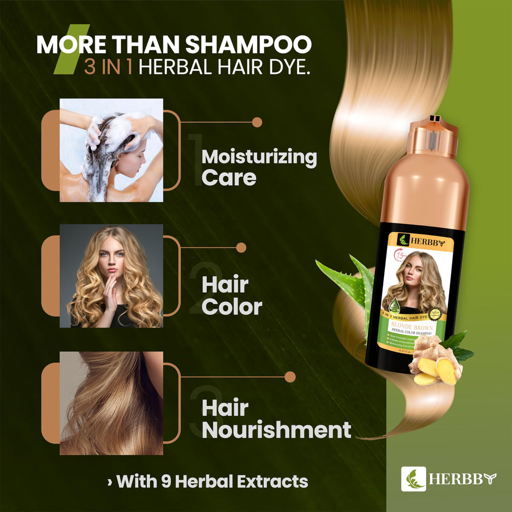 HERBBY long-lasting color example on hair demonstrates durable tone