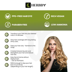 HERBBY shampoo on glossy hair for frizz-free, smooth finish