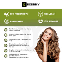HERBBY graphic of 9 herbal extracts for scalp nourishment.