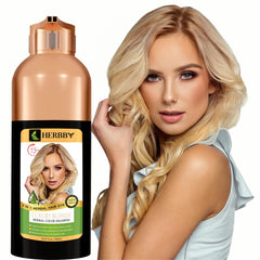 HERBBY gray hair coverage shampoo bottle pouring for even transformation