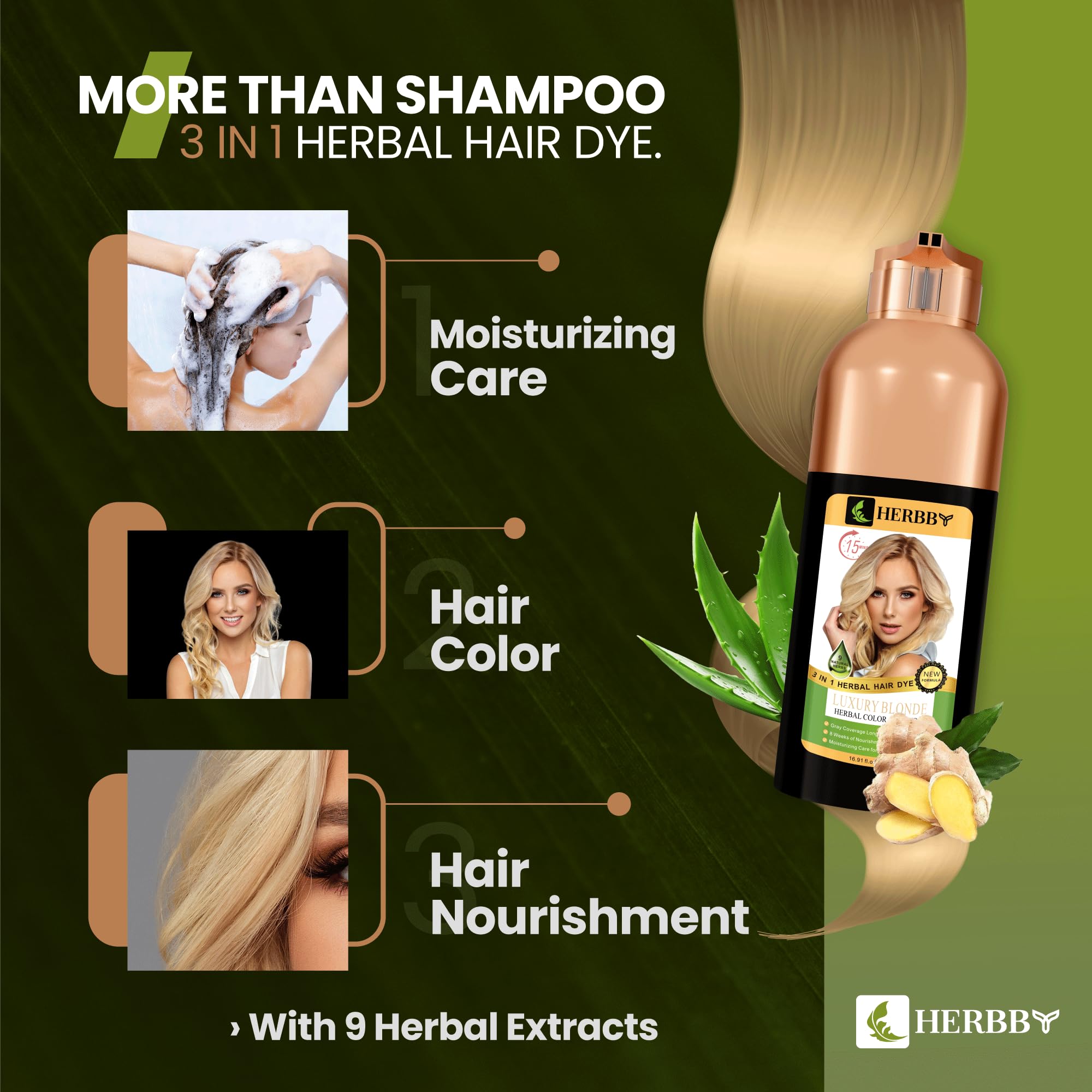 LONG-lasting color from HERBBY shampoo lasting 6-8 weeks