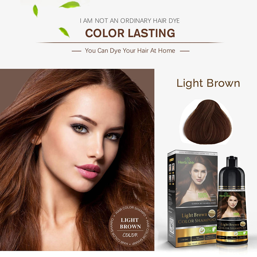 Herbishh color shampoo covers gray hair for a refreshed look
