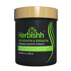 Herbishh Argan Hair Mask 800ml bottle-front for deep conditioning at home.