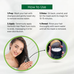 Herbishh Argan Hair Mask 800ml jar-closeup shows creamy texture for dry hair.