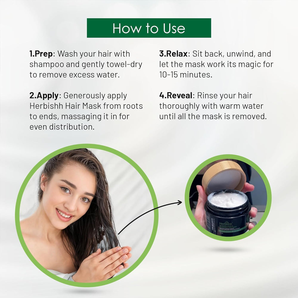 Applying Herbishh Argan Hair Mask on hair for at-home conditioning