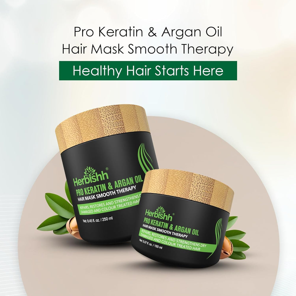 Travel-friendly 150 ml pack of Herbishh Argan Hair Mask for on-the-go hydration
