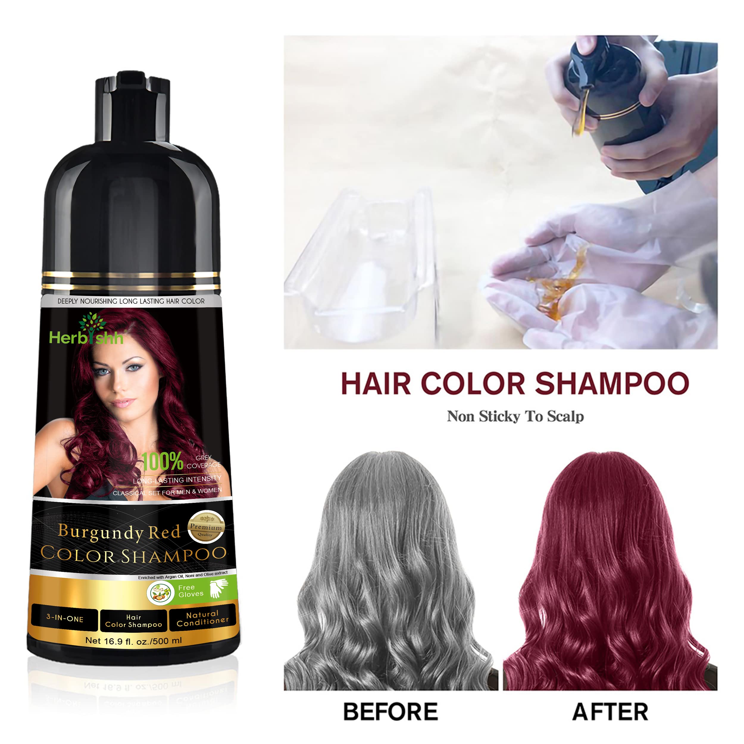 Herbishh Burgundy quick-application demonstrates 5–10 minute color for gray roots