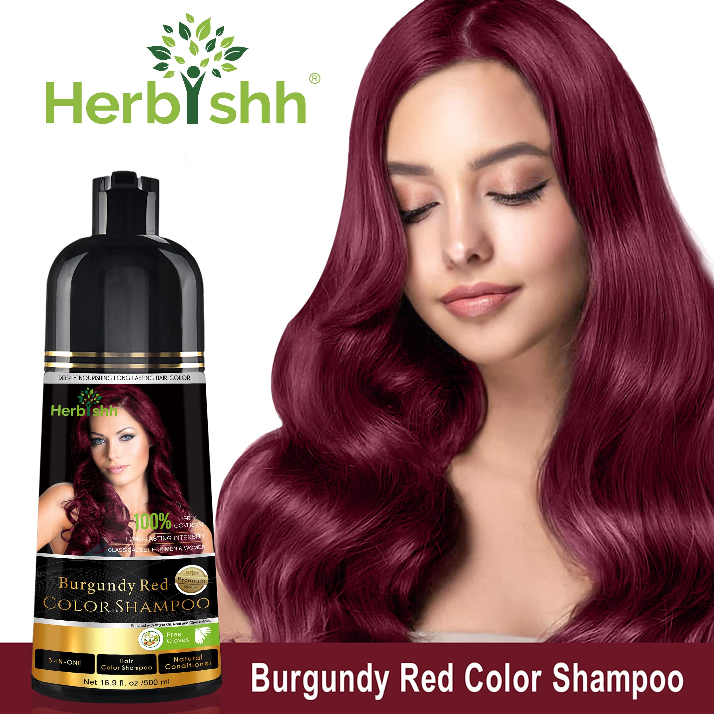 Herbishh Burgundy gray-hair before-after shows subtle natural results