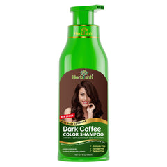 Herbishh hair color shampoo dark coffee bottle pour for quick gray coverage