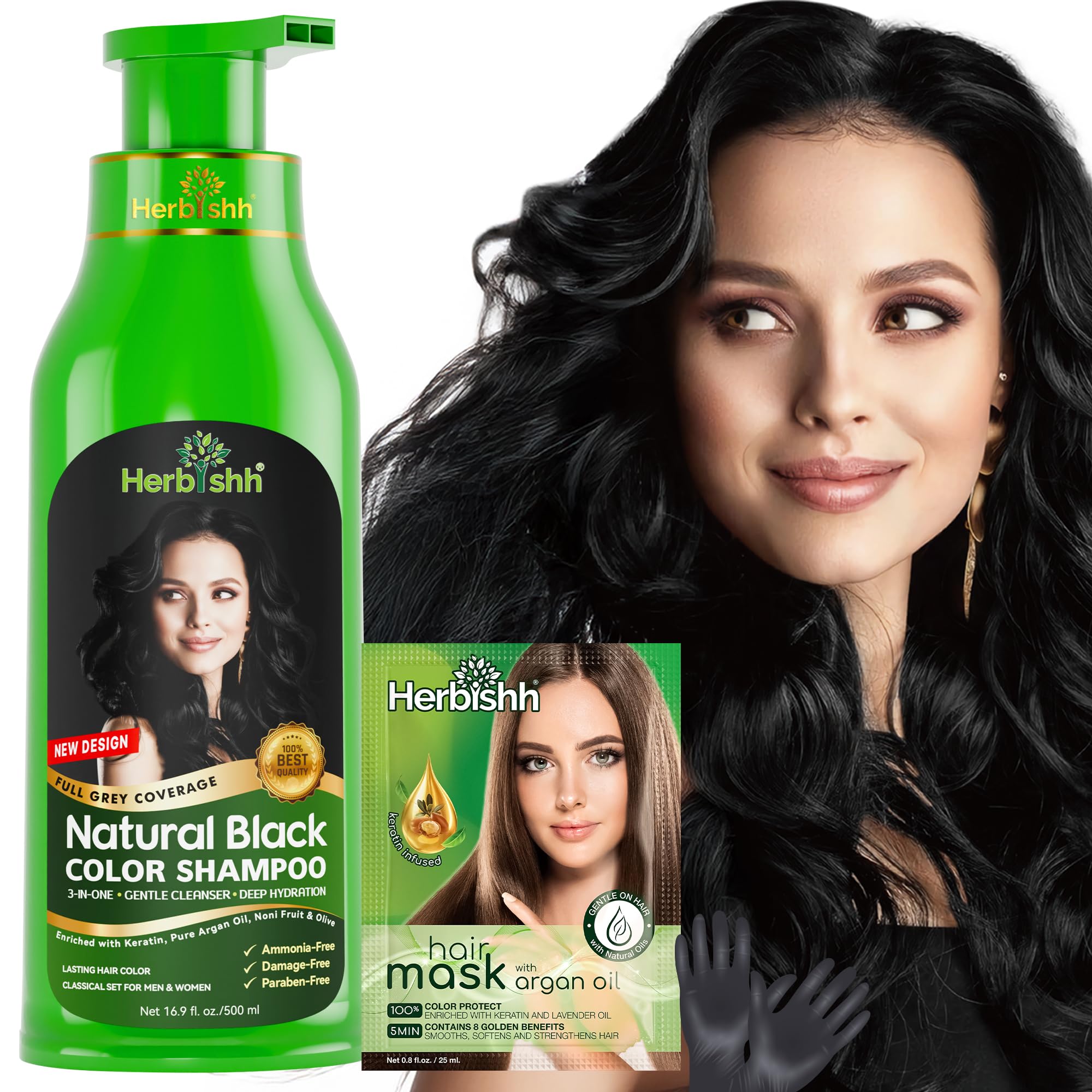 Herbishh Hair Color Shampoo gray hair application for quick coverage.