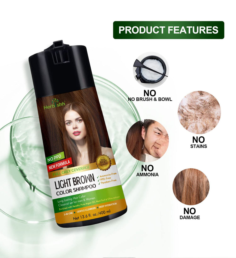 Herbishh ingredients label highlights keratin and argan oil benefits.