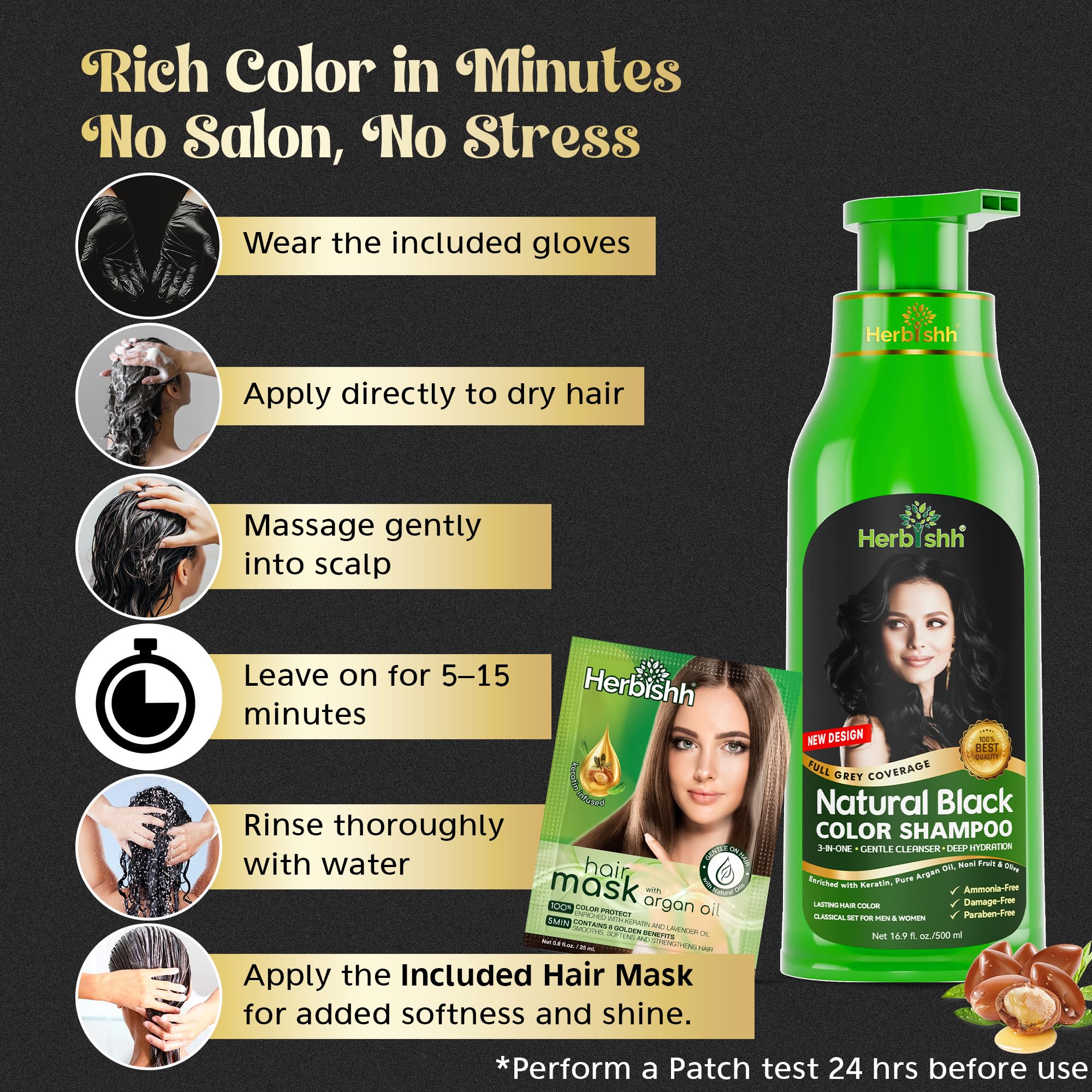 Herbishh Hair Color Shampoo noni fruit tone enhancement for even color.