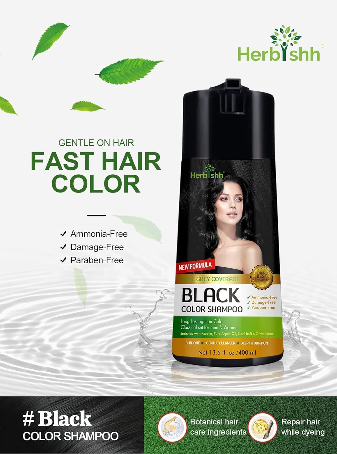 Herbishh Hair Color Shampoo tuber fleece flower ingredient image emphasizes color enrichment