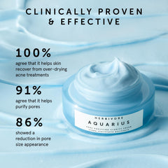 HERBIVORE Aquarius clarity cream application demonstrates AM and PM routine balance.