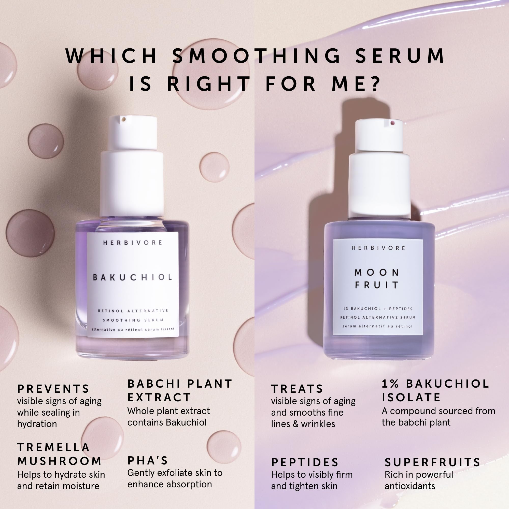 Close-up of jelly-textured serum drop from HERBIVORE for gentle hydration.
