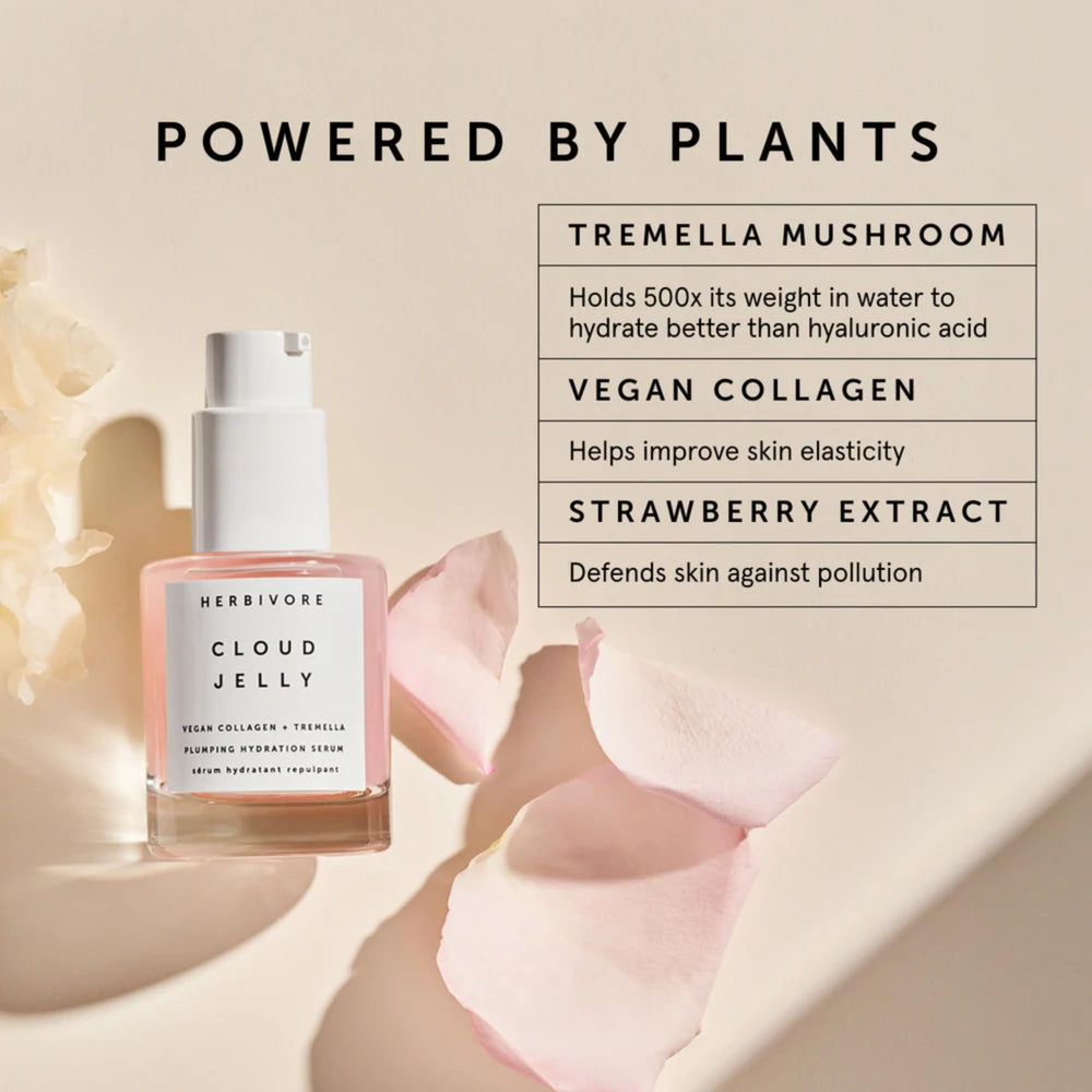 HERBIVORE Cloud Jelly glow after application indicates plump, dewy skin.