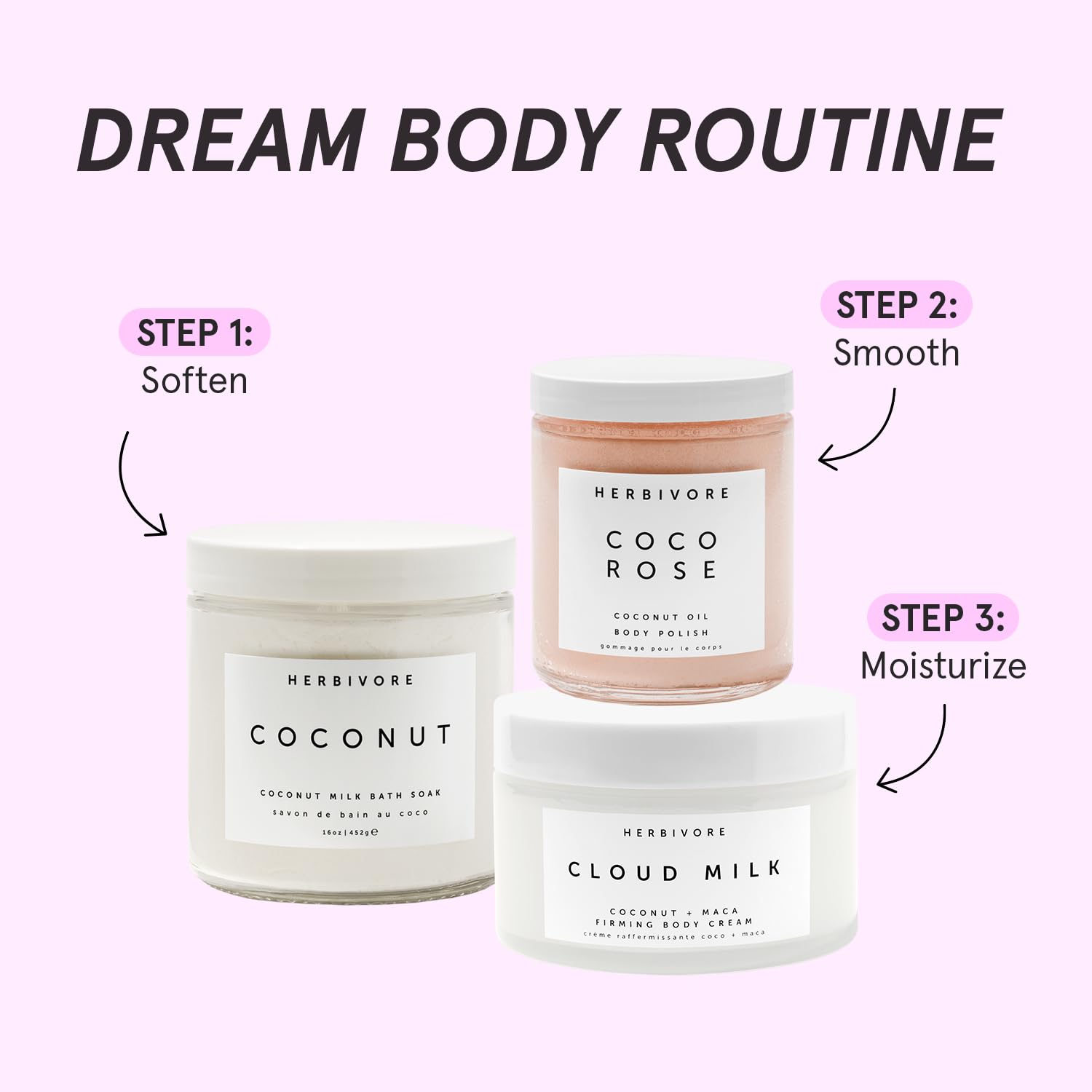 HERBIVORE Cloud Milk Cream routine-use on bathroom shelf suggests daily moisture.