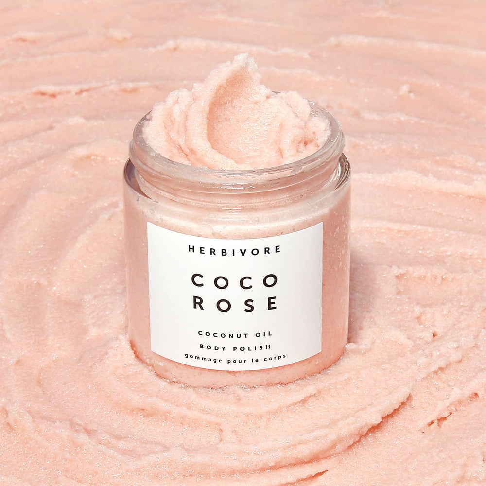 HERBIVORE Coco Rose body polish with virgin coconut oil beads for nourished skin