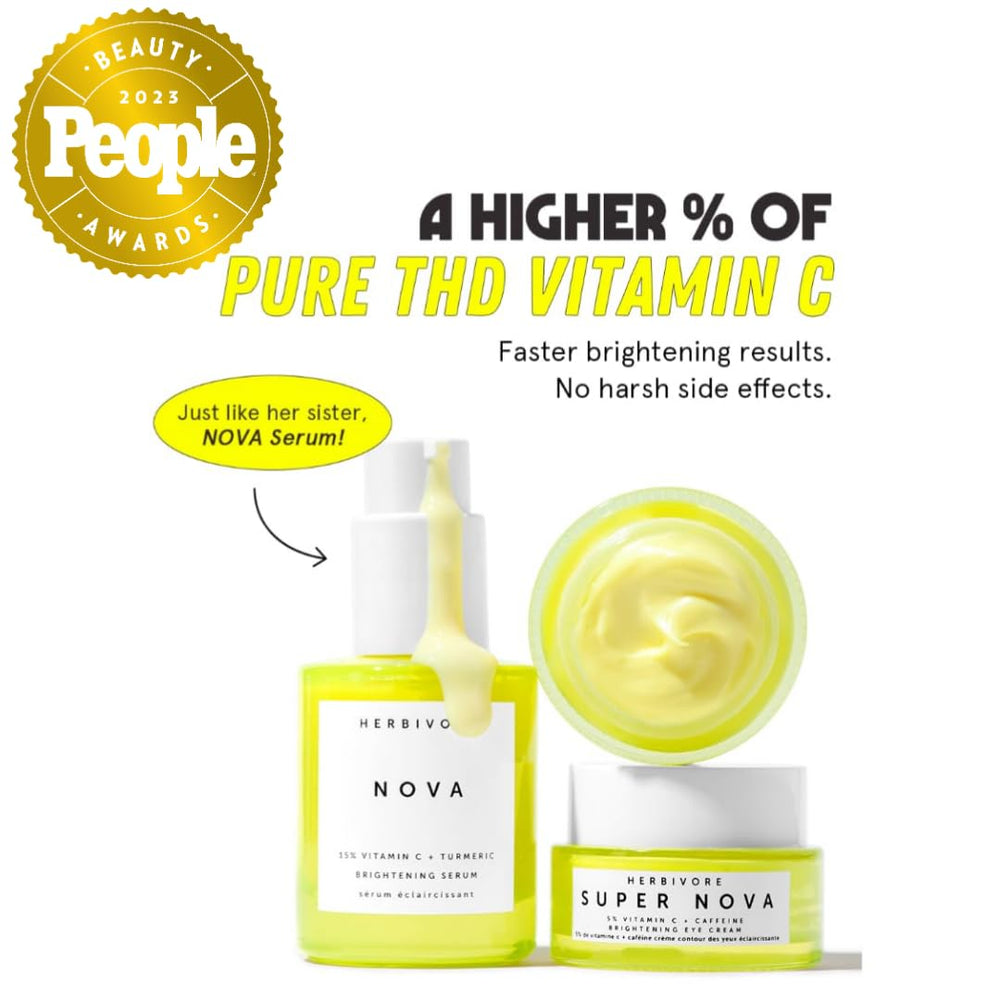 HERBIVORE Super Nova eye cream daily-use image hints at potential brightening over time