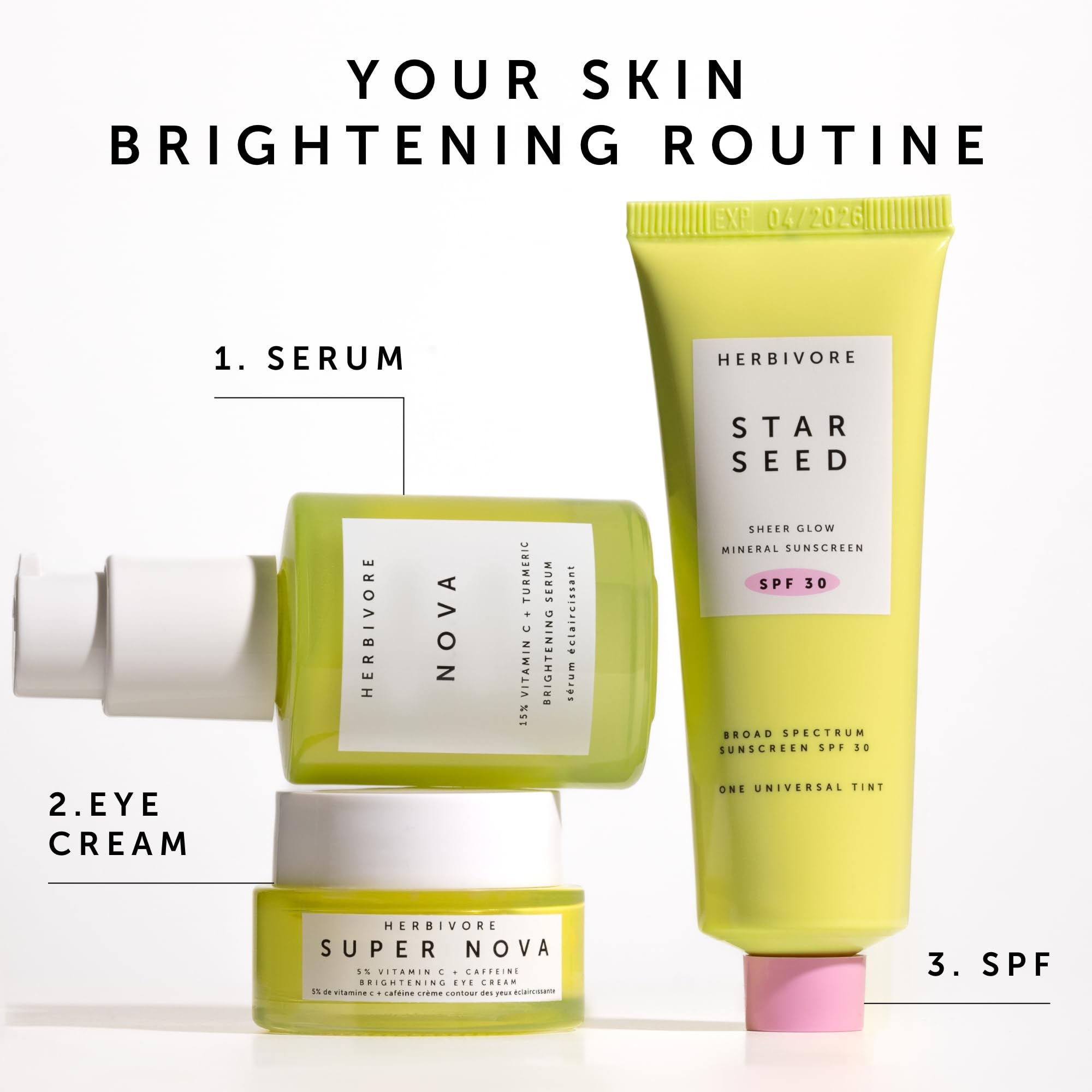 HERBIVORE Super Nova eye cream on nightstand as part of daily routine