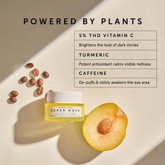 HERBIVORE Super Nova eye cream ring finger application shows gentle tapping to de-puff