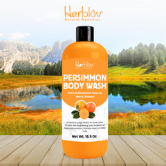 Herblov Persimmon Body Wash foam-lather shows cleansing and moisturizing benefits.
