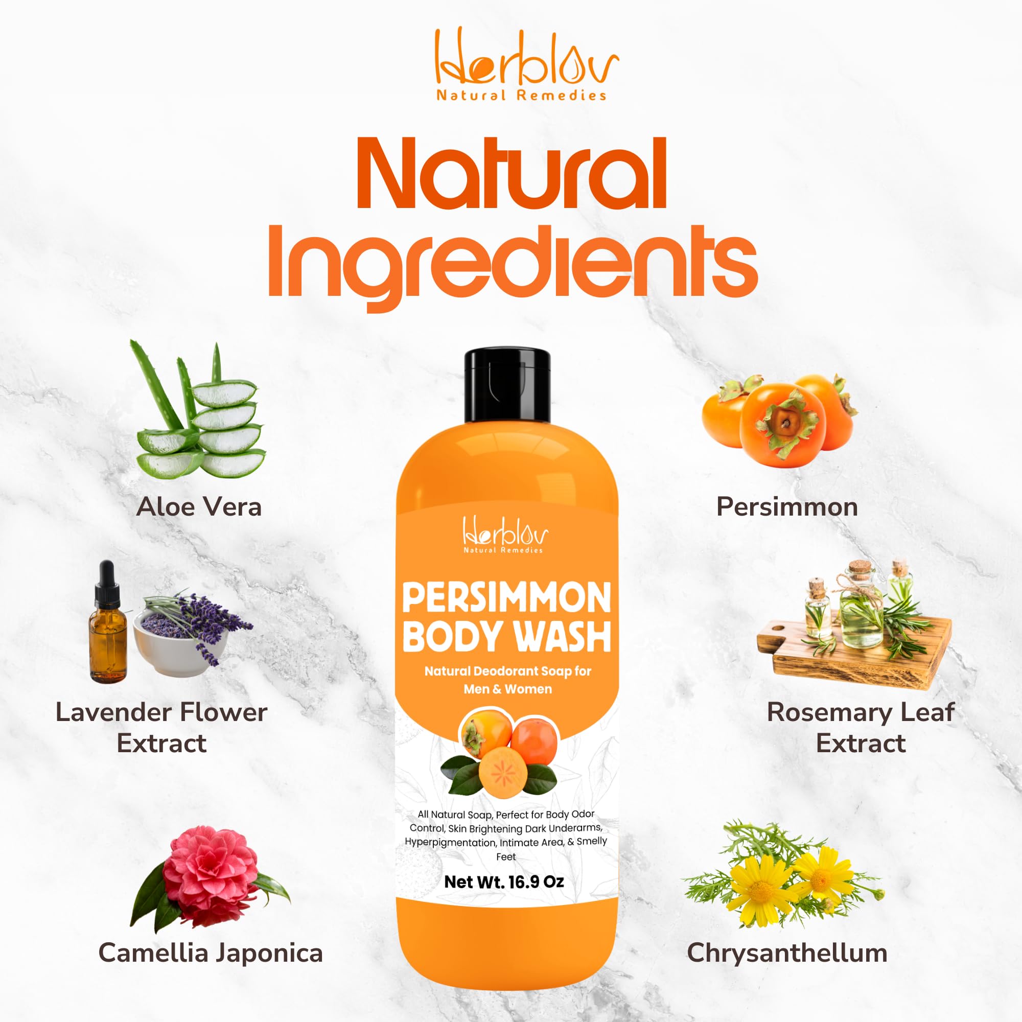 Herblov Persimmon Body Wash kids-safe packaging signals family-friendly use.