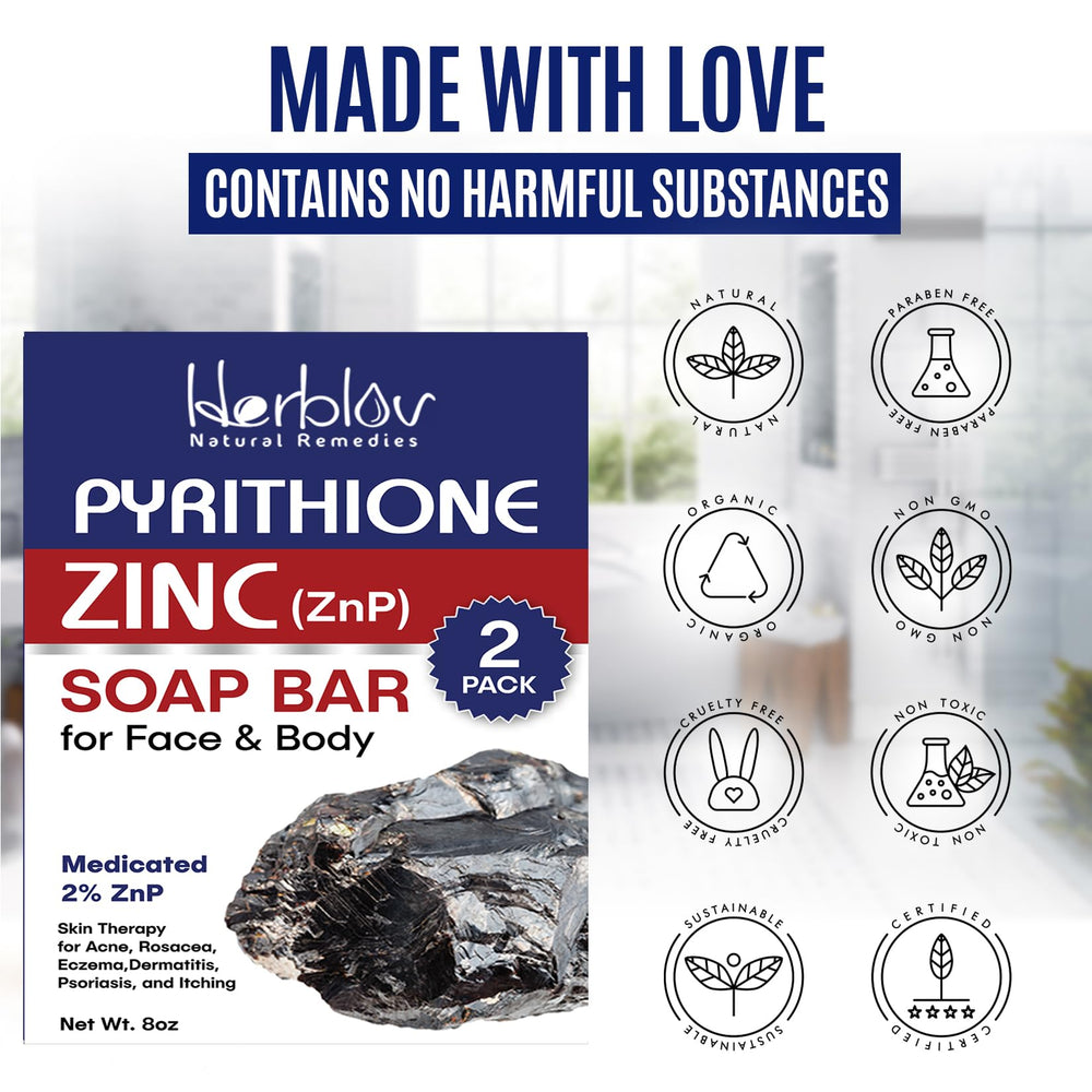 Herblov Pyrithione Zinc Soap Bar face wash application shows versatile skincare routine for sensitive skin