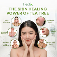 Herblov Tea Tree Face Wash foam on hand demonstrating gentle cleansing.