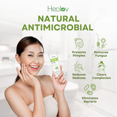 Herblov Tea Tree Face Wash tea tree oil close-up highlighting natural ingredients.