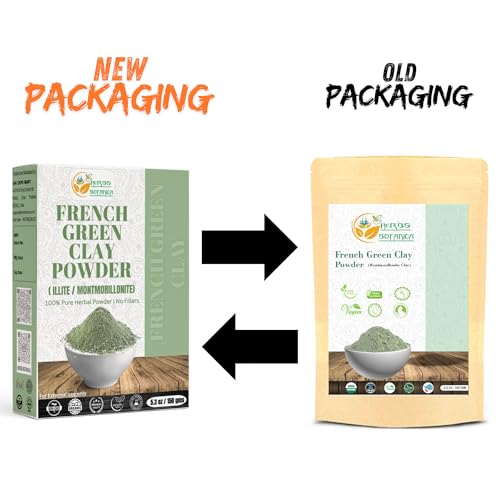 Herbs Botanica French Green Clay Powder face mask mix close-up for smooth DIY masks